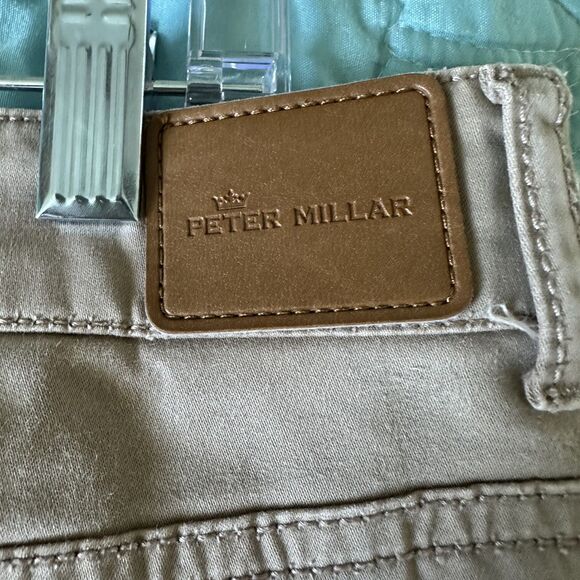 Peter Millar Pants Men's Size 38 Tan Flat Front Straight Leg Khaki Chino - Picture 6 of 12